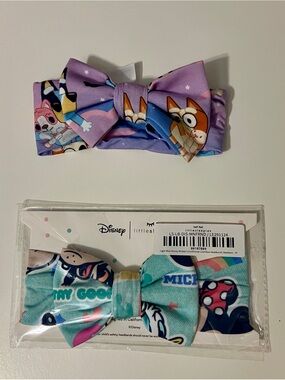 LITTLE SLEEPIES Mickey’s Clubhouse & Bluey Sleepytime Luxe Bow Headband (set)